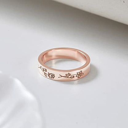 Birth Month Flowers Ring, Family Floral Ring, Gift for Mom,Mother Ring